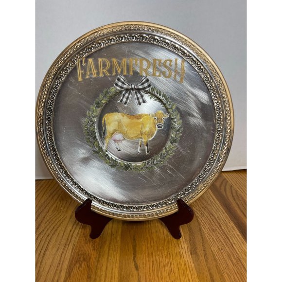 A Flipped Silver-Plated, Reed & Barton tray with /Transfers & Gold Detail - Picture 2 of 10